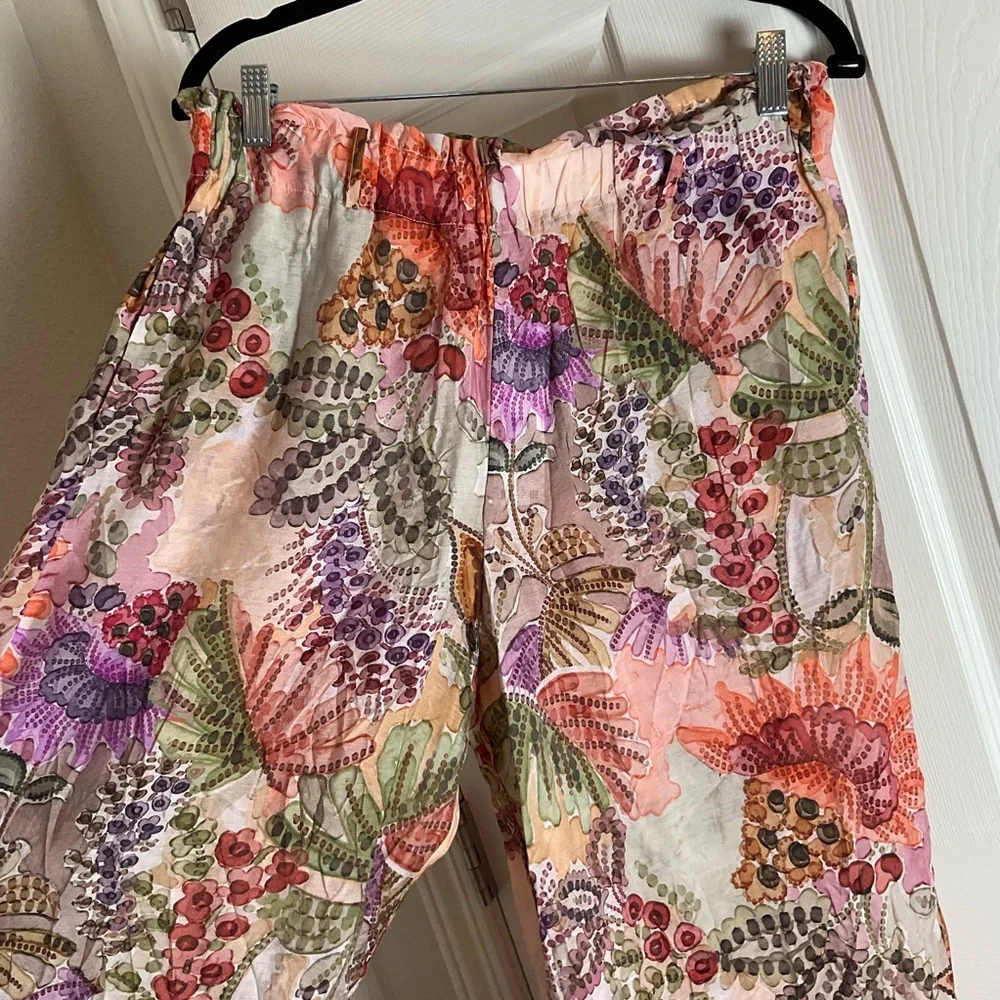 Zara Floral Print Wide Leg Trousers - Size M - Picture 6 of 11